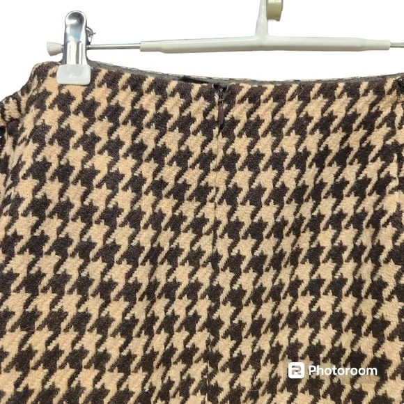 Talbots Brown & Beige Houndstooth Pencil Skirt Women's Size 20WP